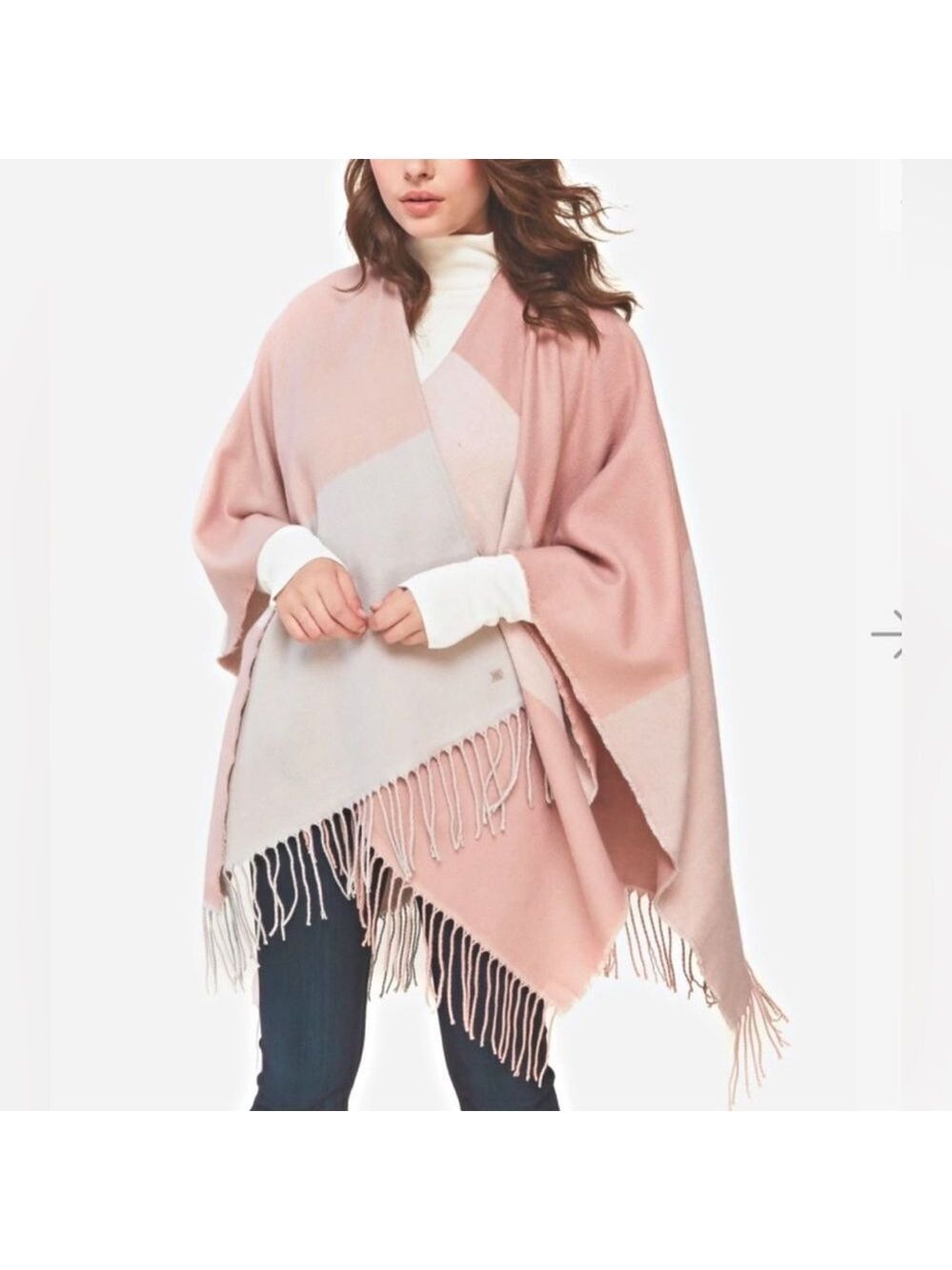 SOIA & KYO Mirel Fringe Knit Scarfigan Poncho
